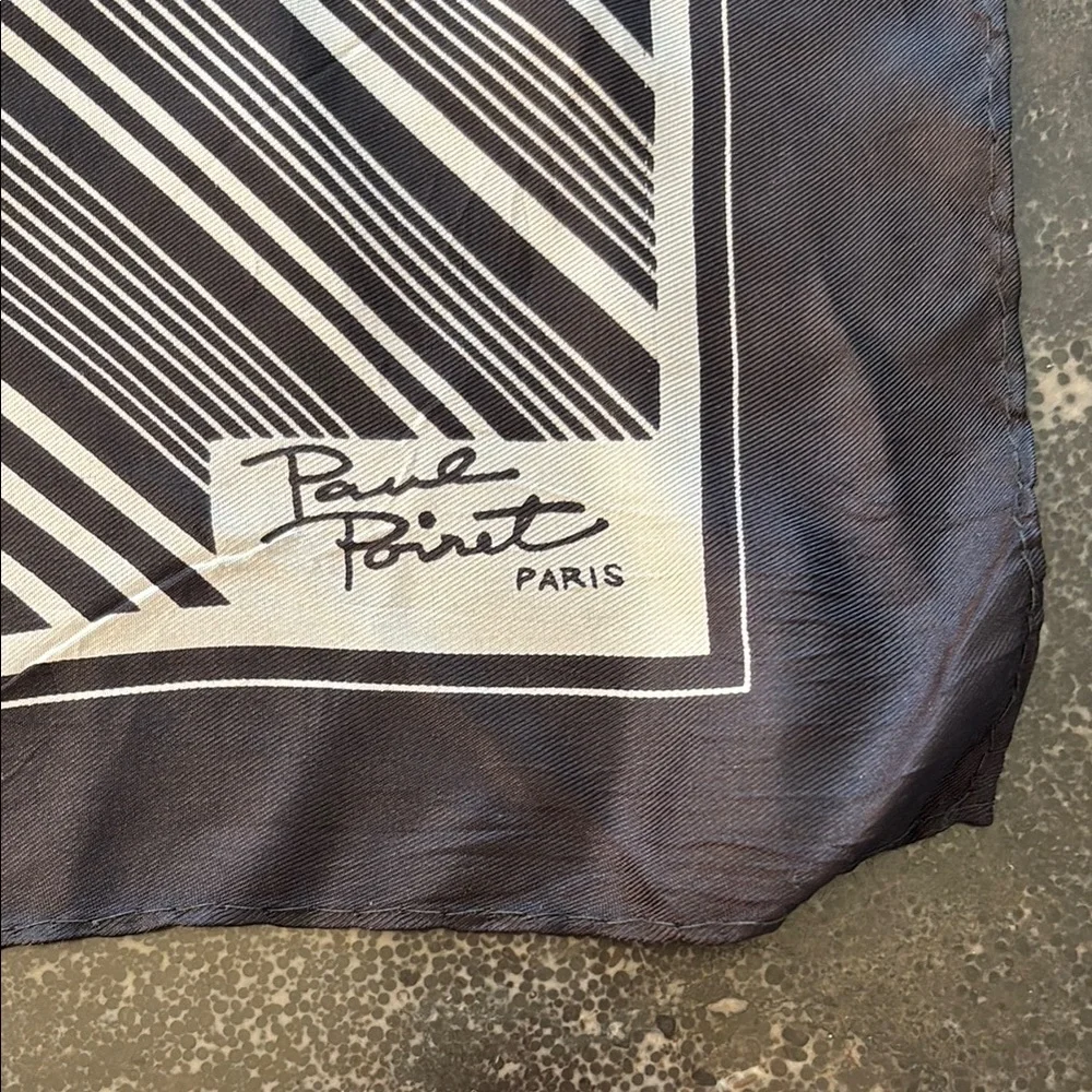 Vintage Paul Poiret Paris Black and White Geometric Scarf